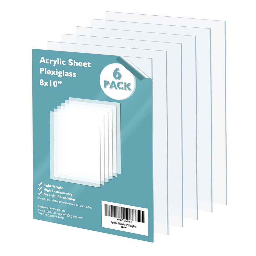Plexiglass Sheets Acrylic Sheets 6 Pack of 8×10’’ 0.04 Thick Clear Plastic Ca…