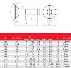 Titanium GR2 Hex Socket Bolt Countersunk Flat Head Screws M2 M2.5 M3 M4 M5 M6 M8
