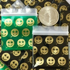 BaggiesSince1987 – 1515 Design Zip Bags 100PCS “WEEDS LEAF” in Gold, READ DETAIL