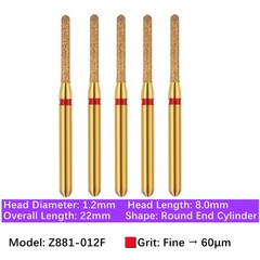 Vakker 5pc Dental Zirconica FG Diamond Burs Z881-012FFine Round End Cylinder
