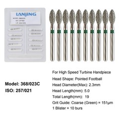 Dental Diamond Burs FG Round End Taper Football Bur Coarse Fine High Speed 856