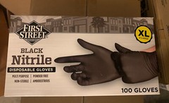 First Street XL Black Nitrile Gloves 5 MIL All Purpose, FOOD, Auto, 100 BX