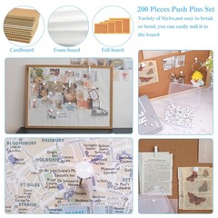 200 Pieces Push Pins Set, 5 Types White Thumb Tacks Cute Decorative Push Pins…