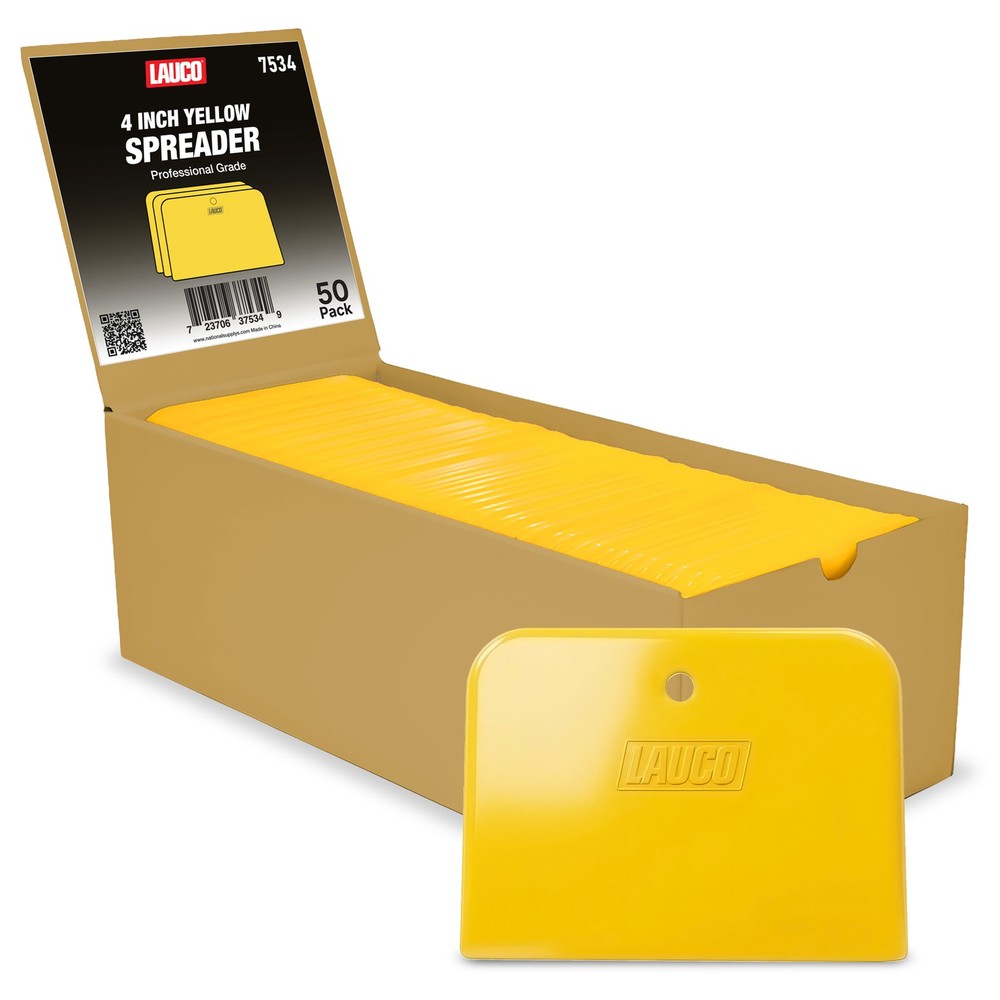 LAUCO Auto Body Filler Yellow Spreaders Pack of 50, Reusable Plastic Spreader 4″