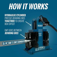 TEMCo Industrial TH3031 1″ & 3/4″ Conduit Offset Bender