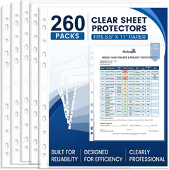 260 Pack Clear Sheet Protectors 8.5 X 11 Inch Easy-Open, Transparent Plastic Pag