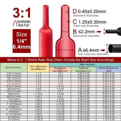 20ft 3:1 Ratio Heat Shrink Tubing Dual Wall Adhesive Glue Lined Φ1/4″ (6.4mm) US