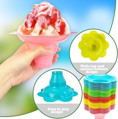 100 PCS Snow Cone Cups Flower Shaped Shaved Ice Cups4 OZ Plastic Snow Cone Bowls