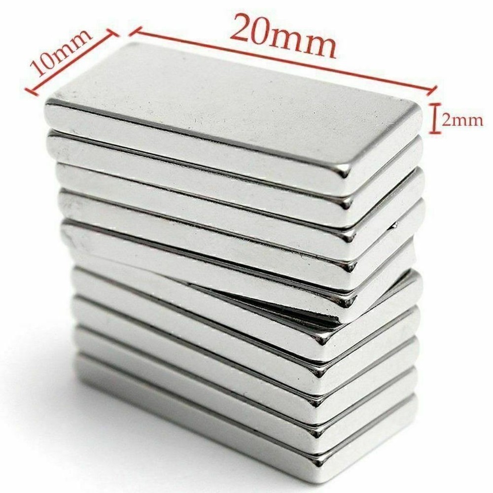 50Pcs Strong Magnets 20x10x2mm N52 Grade Neodymium Block Small Rectangle Magnet