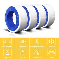 4 Rolls 1/2 Inch(W) X 520 Inches(L) Teflon Plumbers Tape,Pipe Sealing & Plumbing
