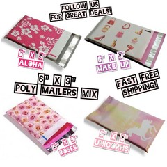 Aloha, Make Up, Rose & Unicorn 6×9 Mix Design Poly Mailers Shipping Envelopes