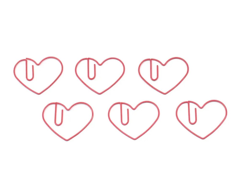 100 Count Red Heart Shaped Paper Clips Love Heart Valentine Gifts Cute