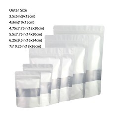 Multi-Size & Color Foil Mylar Matte Stand Up Zip Lock Bag w/ Rectangle Window