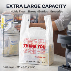 5000 0.59 Mil Heavy Duty Thank You Bags 1/6 Large 21×6.5×11.5 Retail