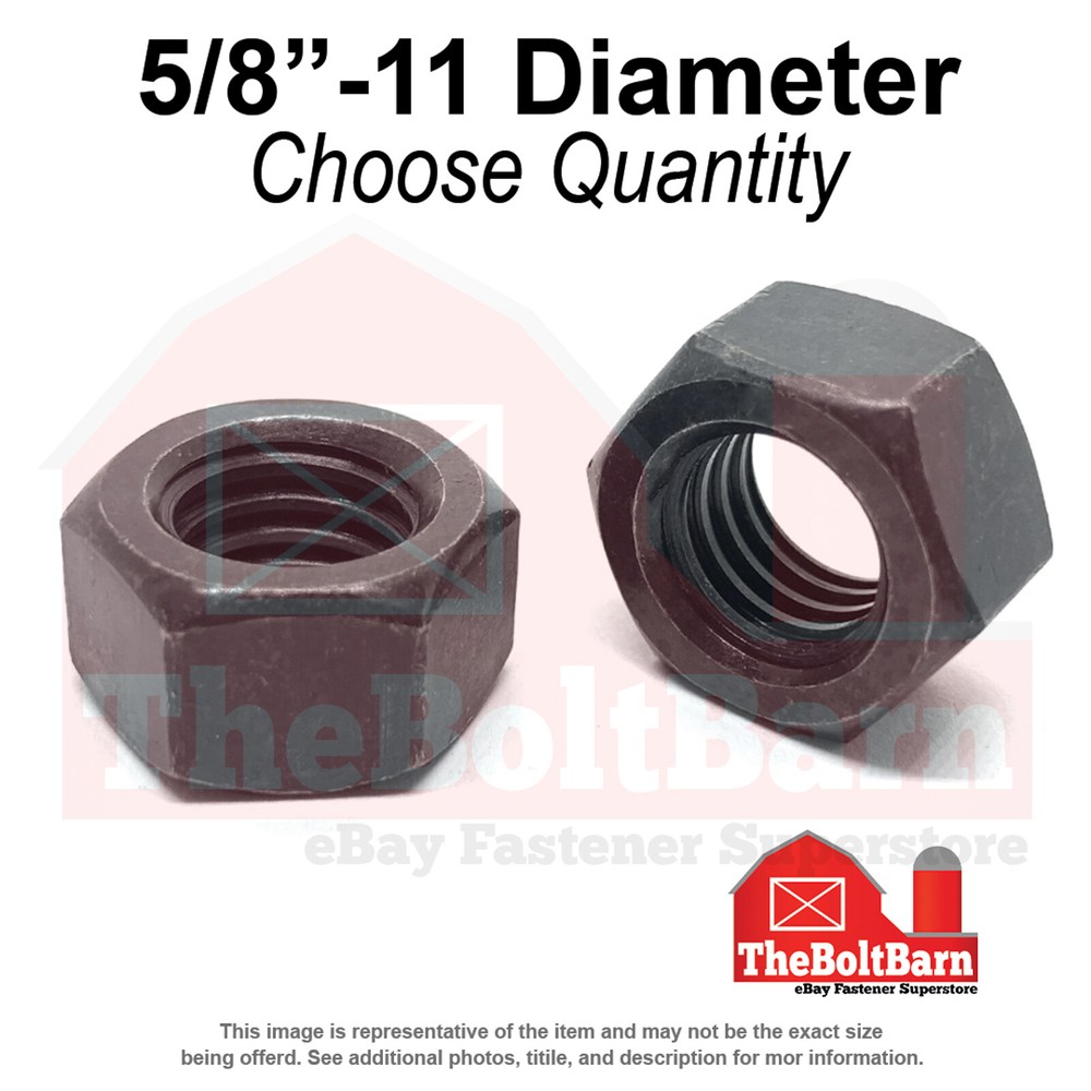 5/8″-11 Grade 8 Finished Hex Nuts Plain Coarse Thread (Pick Quantity)