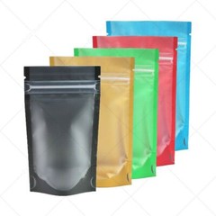 Multi-Color & Size Matte Clear Mylar Stand up Zip Lock Bag Pouch w/ Tear Notch