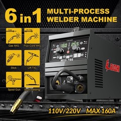 160A MIG Welder 110V/220V 6in1 Stick Gas/Gasless Flux Core Lift TIG US