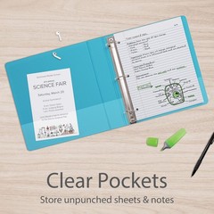 Oxford 3 Ring Binders, 1.5 Inch ONE-Touch Easy Open D Rings, 3-Sided View