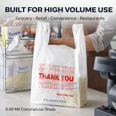 5000 0.59 Mil Heavy Duty Thank You Bags 1/6 Large 21×6.5×11.5 Retail