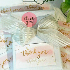 150 pcs Thank You Business Cards 3.5×2″, Thank You Stickers, Pink Gold