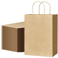 ECOEXTRA Gift Bags 100Pcs Brown Paper 1 count (Pack of 100), Medium