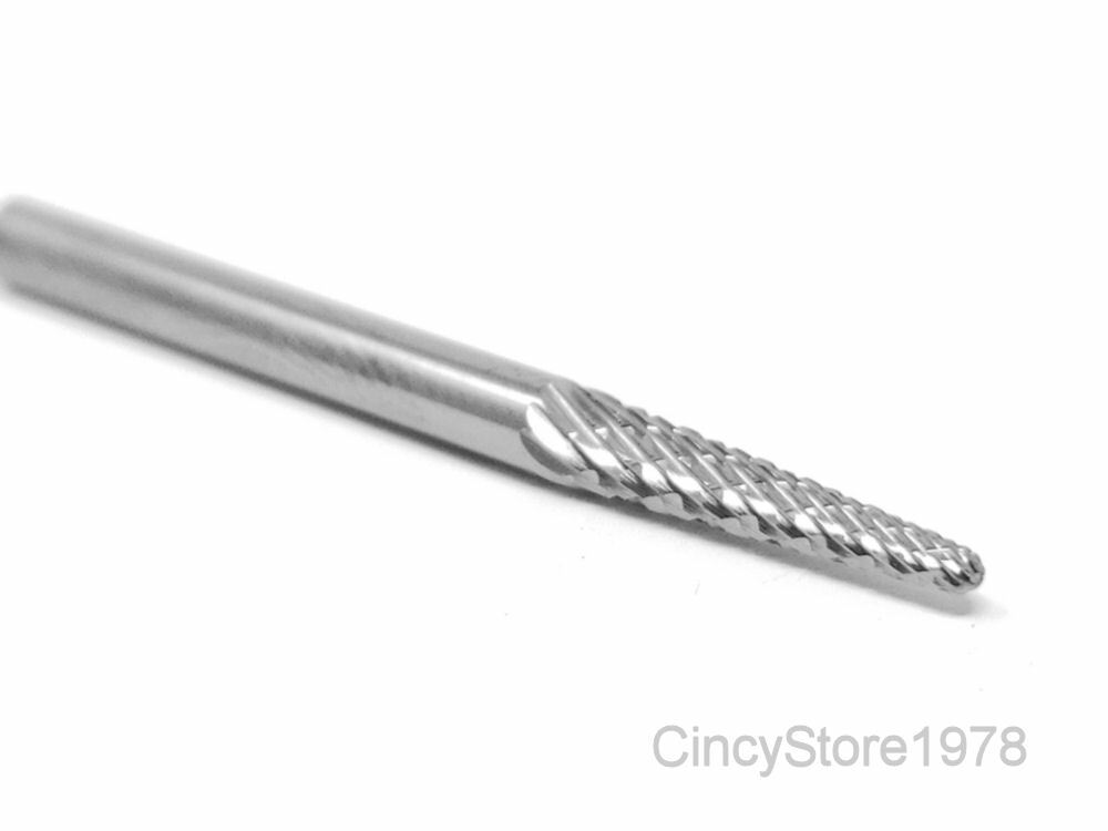 SL42D Taper SOLID Carbide Burr Bur Cutting Tool Die Grinder Bit 1/8″