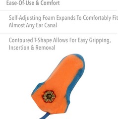 Howard Leight by Honeywell LT-30 Laser Trak Single-Use Earplugs, Corded, 32NRR,