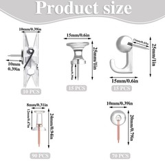 200 Pieces Push Pins Set 5 Types Clear Thumb Tacks Push Pins for Wall Cork Bo…