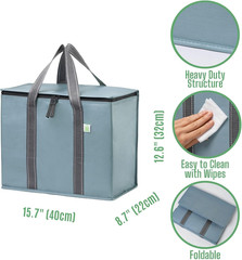 2 Pack Cooler Bag and Insulated Grocery Bags for Food Delivery, Collapsible Cool