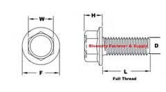1/2-20×1-1/2 Grade 8 Flange Bolts 1/2 x 20 x 1.5 Screws 1/2×20 x 1-1/2″