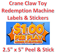 Crane Claw candy vending machine Labels Sticker Decal Price CARTOON