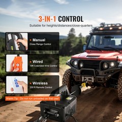3-in-1 Portable Electric Hoist Winch 1100lbs Wired/Wireless Remote Control