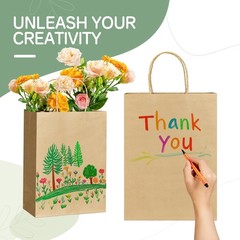 ECOEXTRA Gift Bags 100Pcs Brown Paper 1 count (Pack of 100), Medium