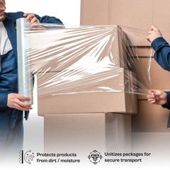 4 Rolls 18″x1000′ Cast Packing Stretch Film Shrink Hand Wrap (100 Ga) Dark Black