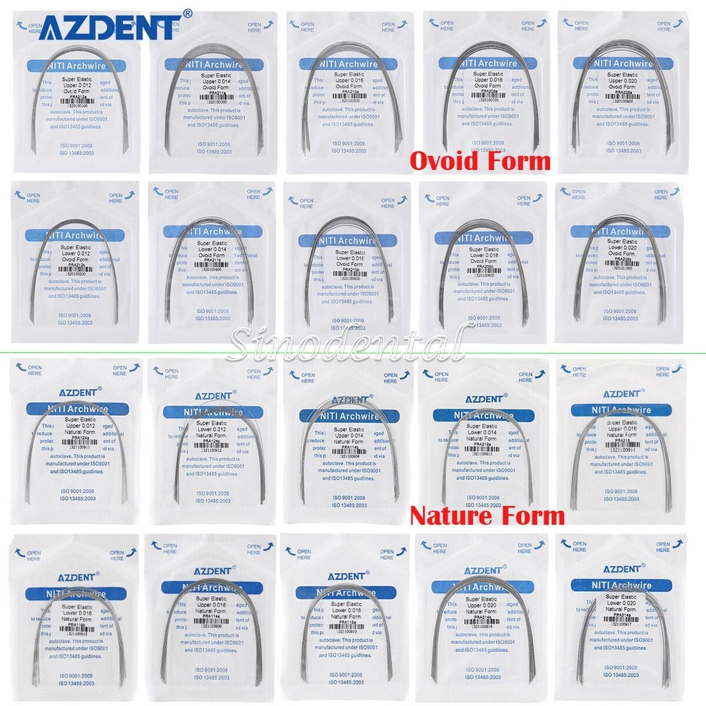 AZDENT Dental Orthodontic Super Elastic Niti Round Arch Wires Ovoid/Nature Form