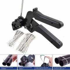 200pcs Metal Zip Ties with Stainless Steel Cable Tie Gun Special Tool For Silver