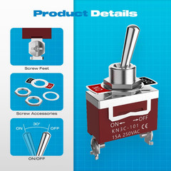 Toggle Switch, 12V 30A Heavyduty On/Off 2Pin SPST Waterproof Toggle Switch with