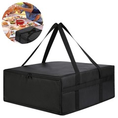 Insulated Pizza Delivery Bag Thermal Food Carrier w/ Handles Dual Zipper 20x20x8