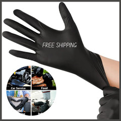 Disposable Nitrile Exam Gloves, 5 Mil Black, Powder-Free Heavy Duty Clean Glove