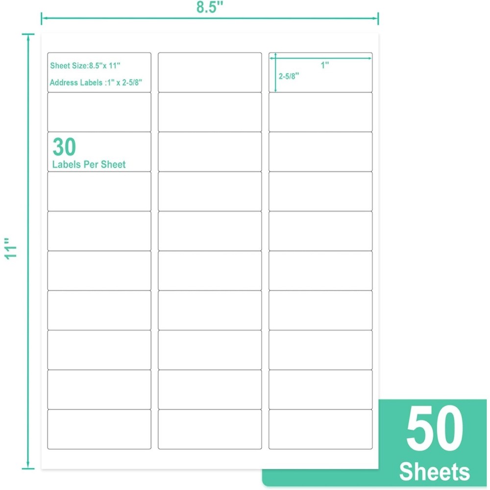 Printable Address Labels, 1″ x 2-5/8″, 30 per Sheet,Mailing Labels for Envelopes