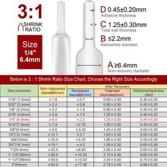 10-100ft Clear 3:1 Ratio Heat Shrink Tubing Φ1/4″ 6.4mm Dual Wall Adhesive Lined