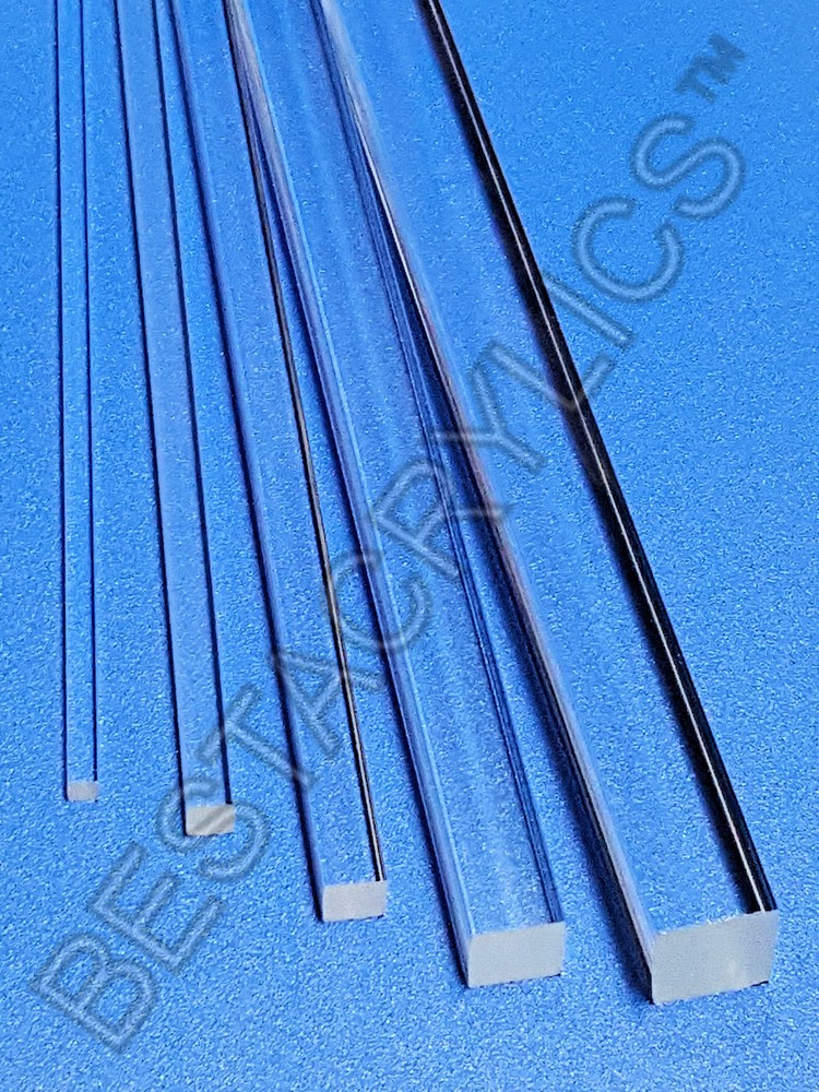 8 PC 1/8” x 1/8″ x 12” INCH LONG SQUARE CLEAR ACRYLIC PLEXIGLASS LUCITE ROD .125