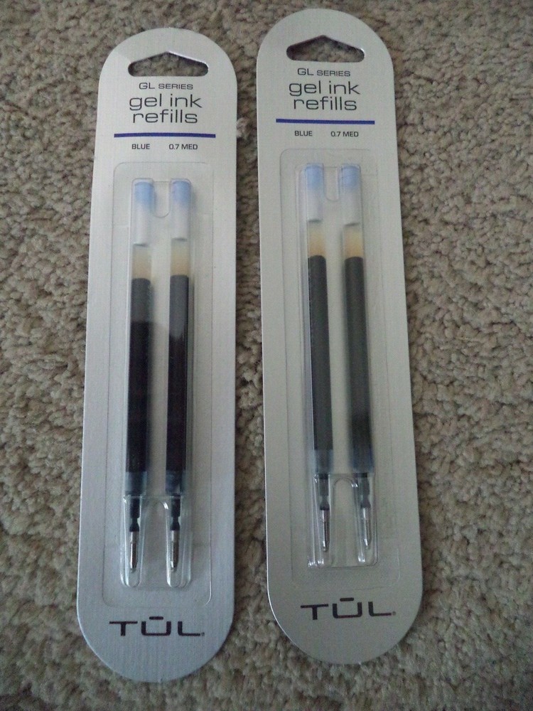 2×2 pack 4 TUL Gel Pen Refills Medium Point 0.7MM BLUE Ink GL Refills BALLPOINT