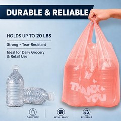 PINK Thank you bags, 100PCS T shirt bags, To Go Bags,Grocery bags, Reusable a…