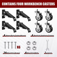 4Pack Retractable Workbench Casters Kit, Heavy Duty Workbenches Wheeels with 600