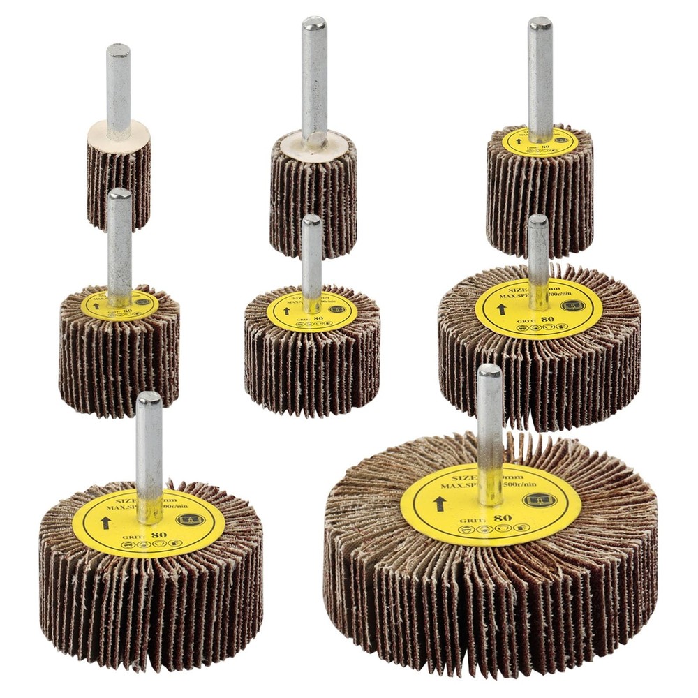 8 Pcs Flap Wheel Sander Set 1/4″ Shank 8size Flapper Wheel Longlasting Cylindric