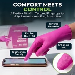 50Pk 3 Mil Pink Nitrile Disposable Gloves Powder Latex Free Medical Exam XSmall