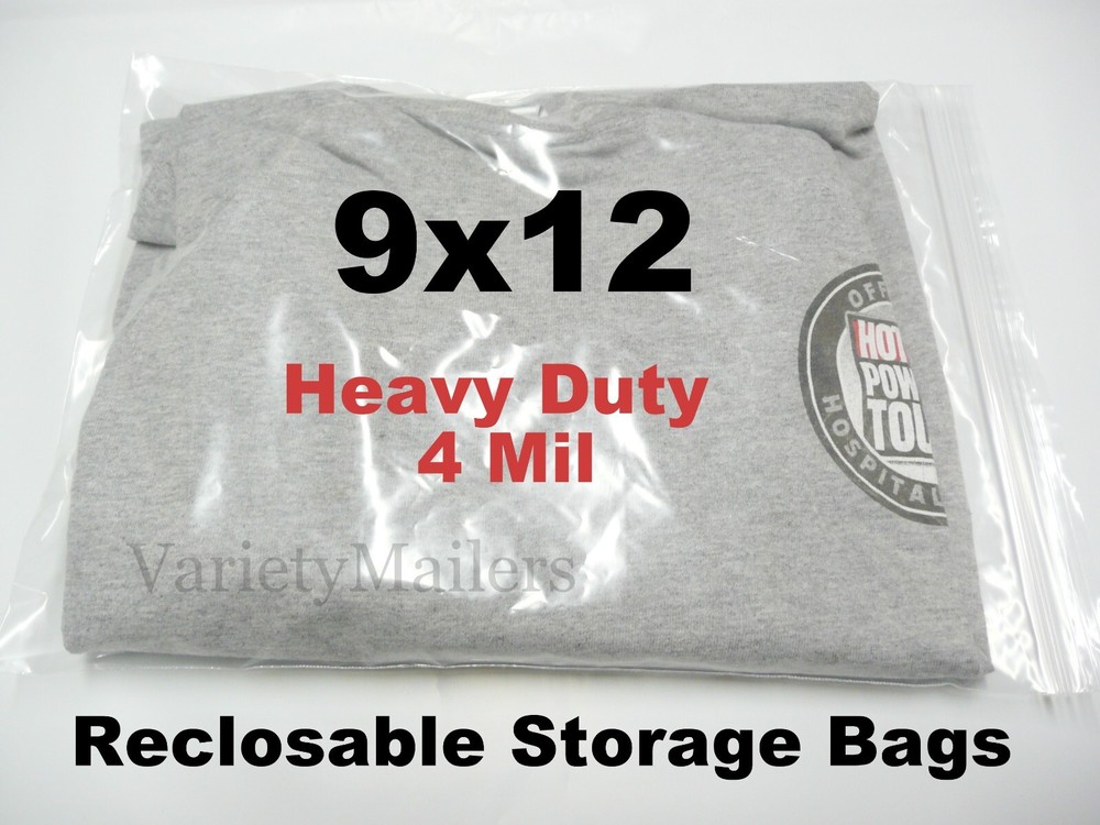 25 Zip-Top Storage Bags 9”x 12” Clear Thick 4 Mil Food Grade Freezer Bags 9×12