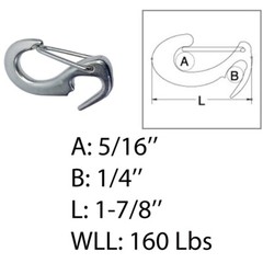 1-7/8″L Marine One Hand Snap Hank, Jib Hank Sail Snap Hook Stainless Steel 4 PCS