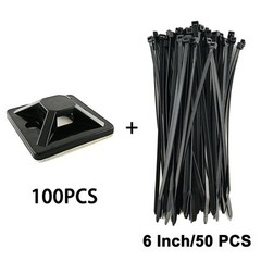 HeavyDuty Cable Tie Mounts Self Adhesive 100 Pcs 1×1 Inch Black for Wire Manage